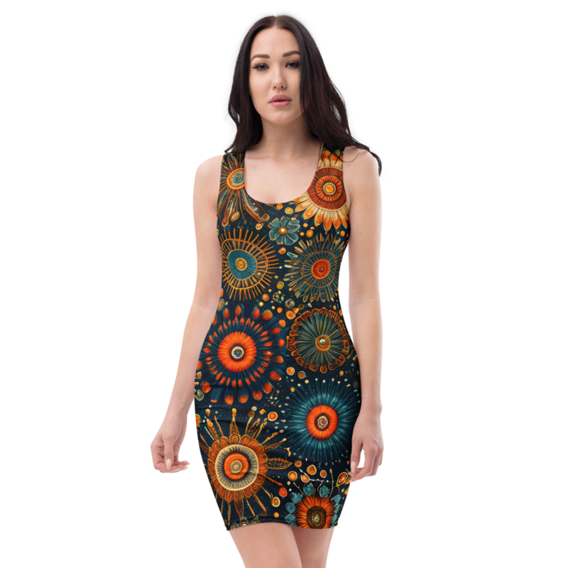 Bodycon Dress: Embroidery & Festive
