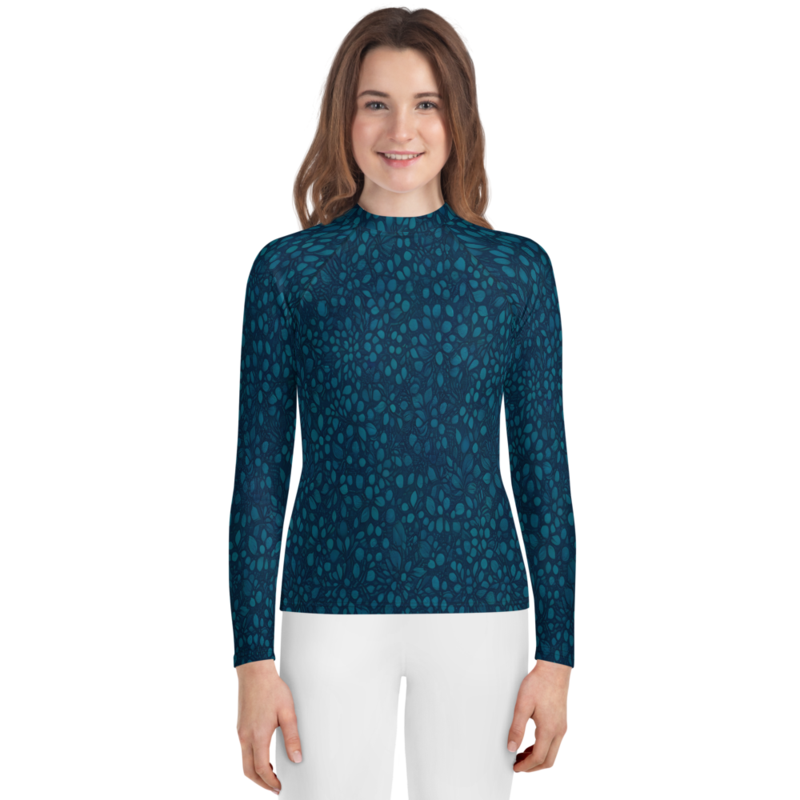 Teal Organic Diamonds Youth Rash Guard