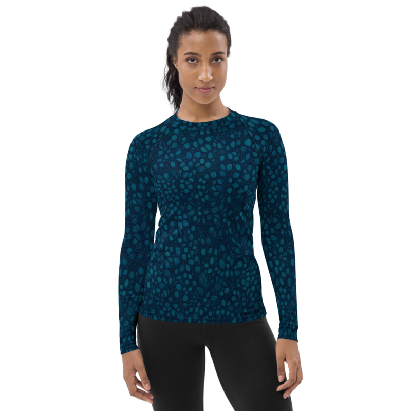 Teal Organic Diamonds Womens Rash Guard