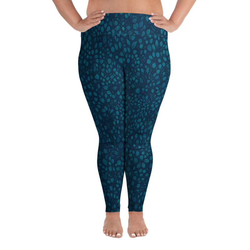Teal Organic Diamonds Plus Sized Leggings