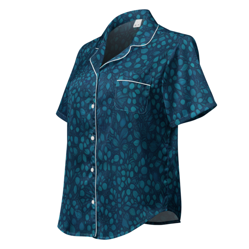 Teal Organic Diamonds Short Sleeve Pajama Top
