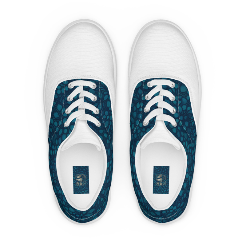 Teal Organic Diamonds Lace Up Canvas Shoes