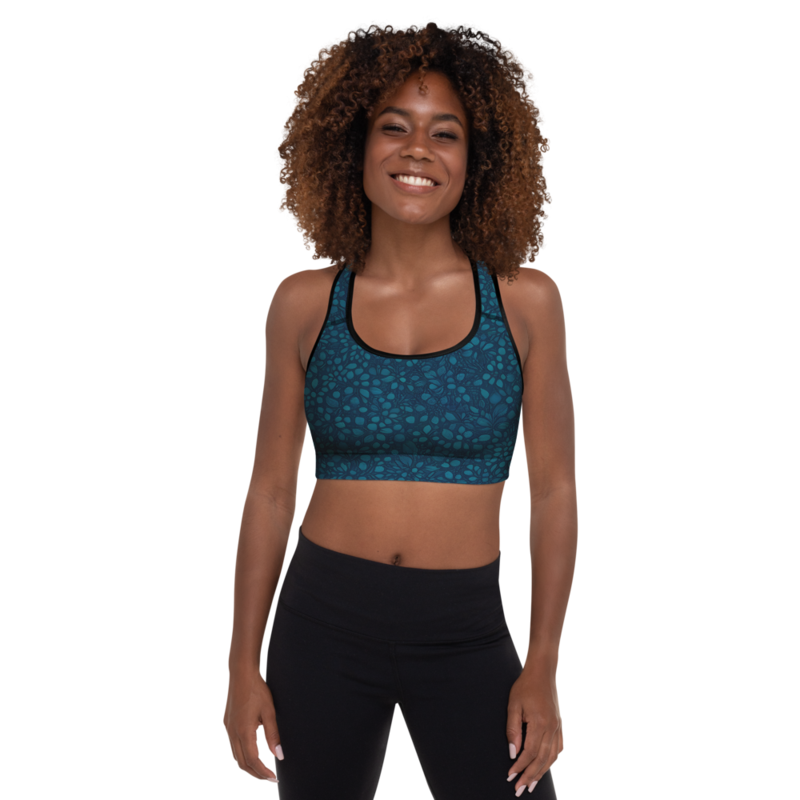 Teal Organic Diamonds Padded Sports Bra