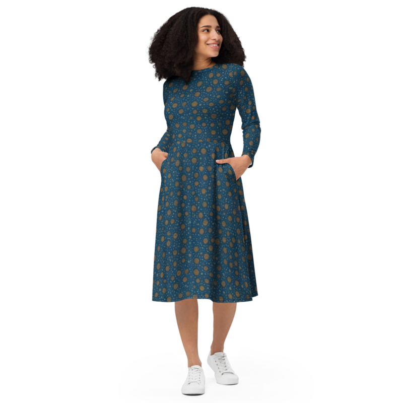 Midi Dress: Celestial & Scalloped