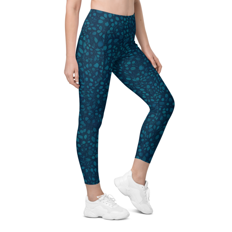 Teal Organic Diamonds Recycled Leggings Pockets