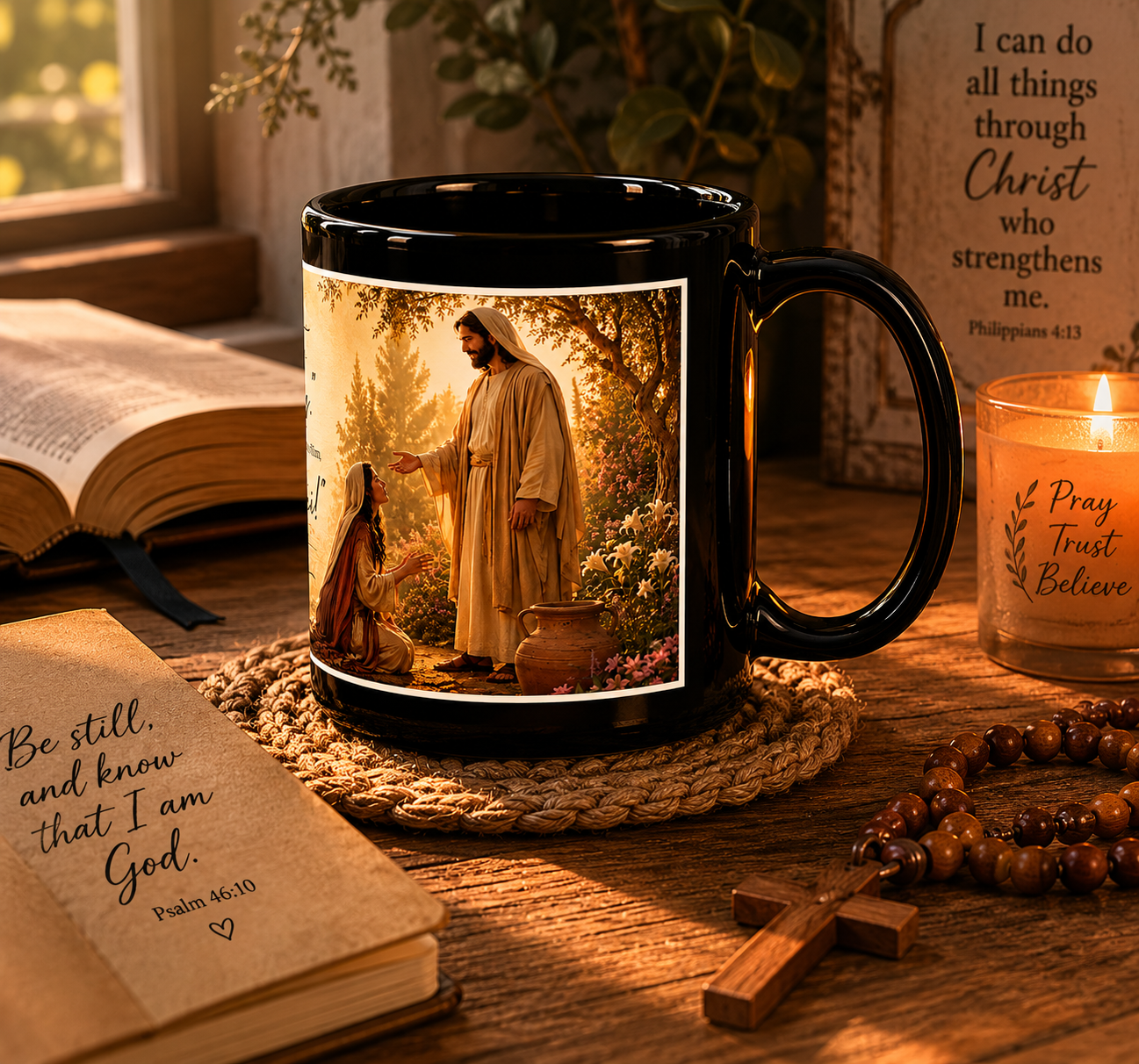Mary Magdalene Garden Tomb Black Glossy Mug