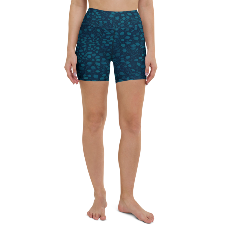 Teal Organic Diamonds Yoga Shorts