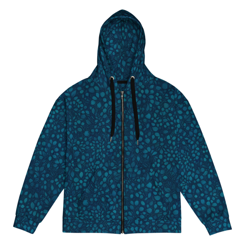 Teal Organic Diamonds Zip Hoodie