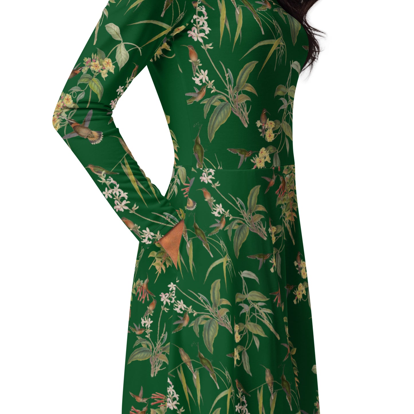 Hummingbird Midi Dress Pockets