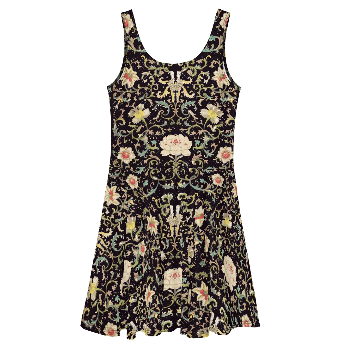 Black Floral Skater Dress