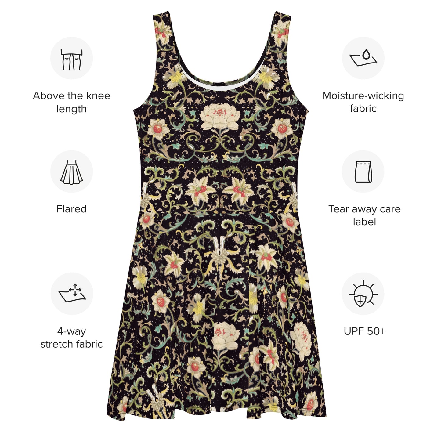 Black Floral Skater Dress