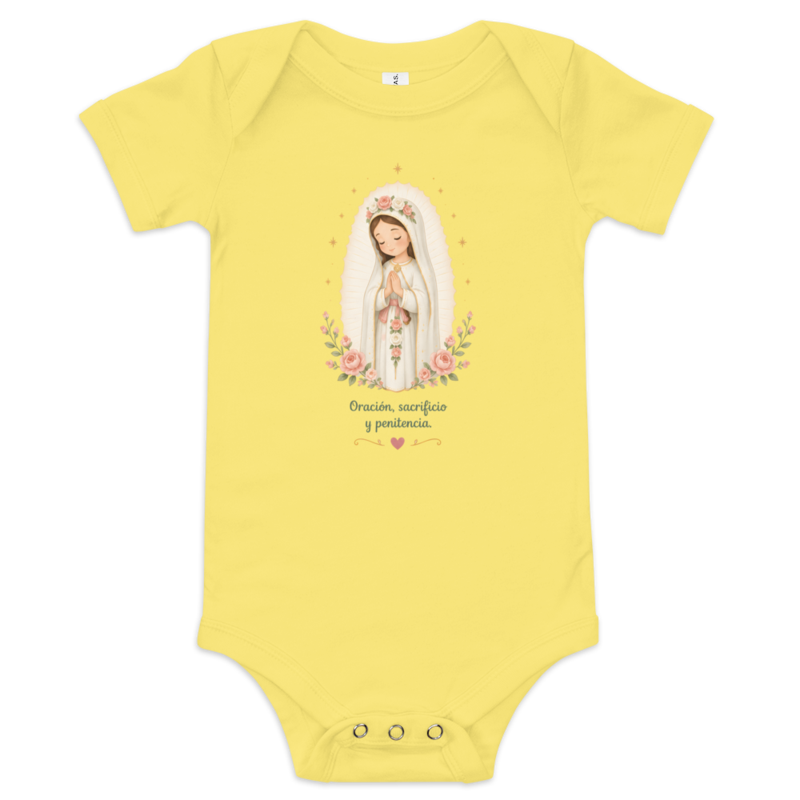 Oración Sacrificio Penitencia Baby — Printful flat · Yellow