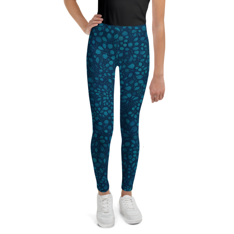 Teal Organic Diamonds Youth Leggings