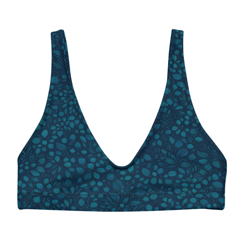 Teal Organic Diamonds Padded Bikini Top