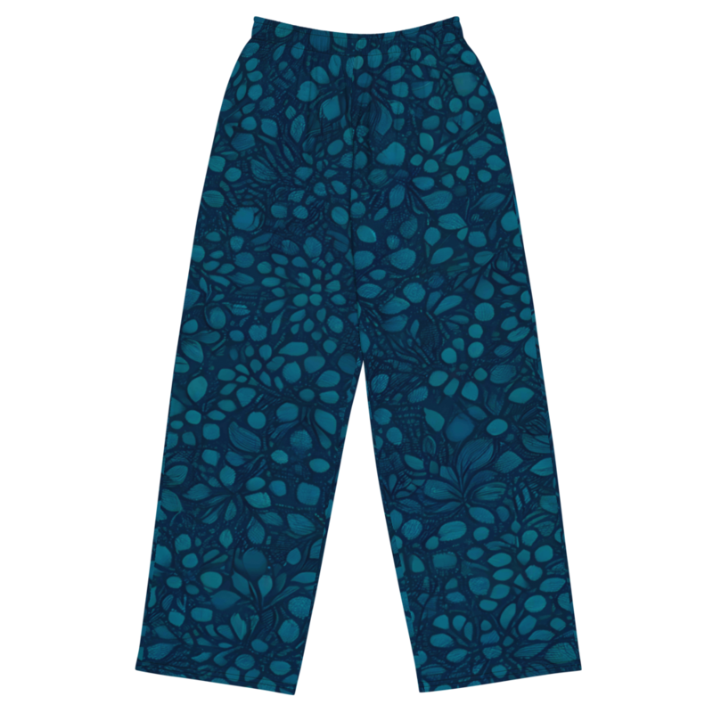 Teal Organic Diamonds Wide Leg Pants