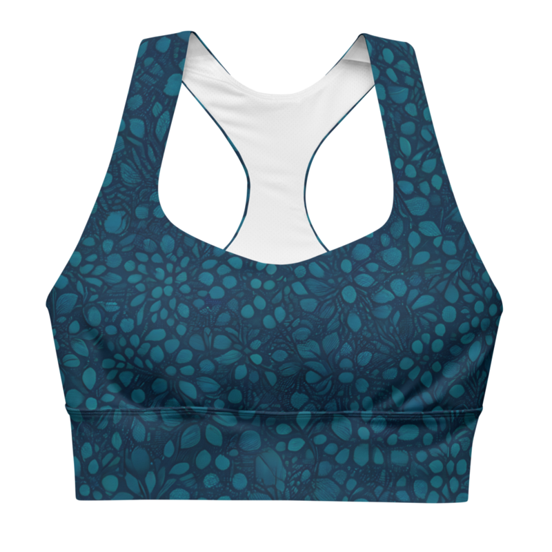 Teal Organic Diamonds Longline Sports Bra