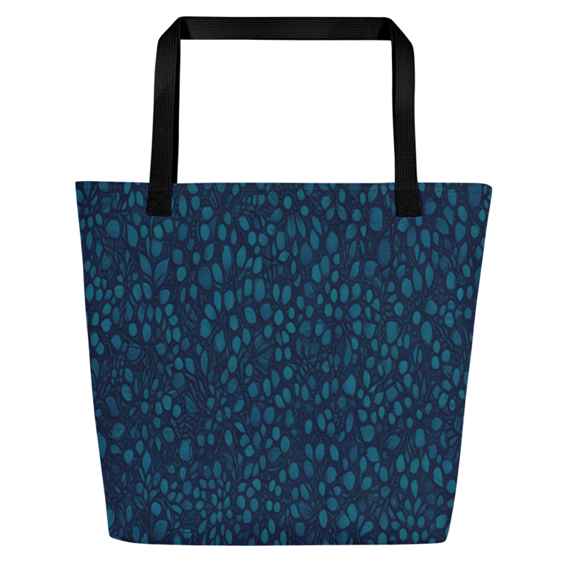 Teal Organic Diamonds Large Tote Bag With Pockets