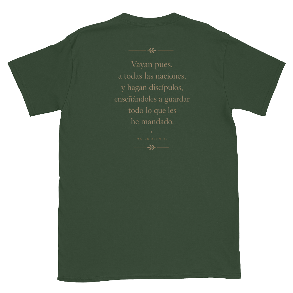 Mateo 28 Gold Tee — back · Forest Green