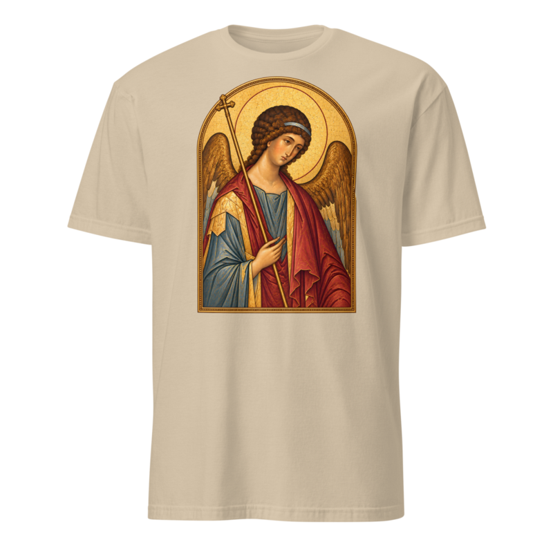 saint-michael-the-archangel-tee Softstyle Flat · Sand