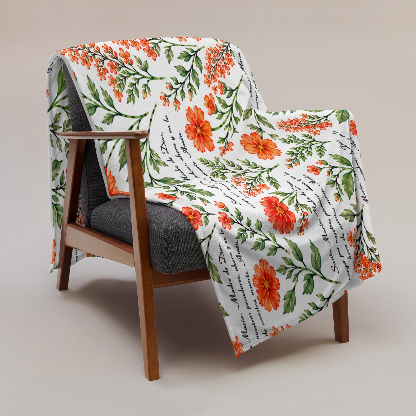 Vibrant Marigold Santa María Floral Prayer Throw Blanket