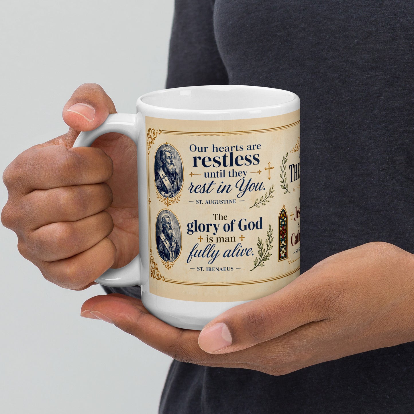 Church Fathers mug — left side