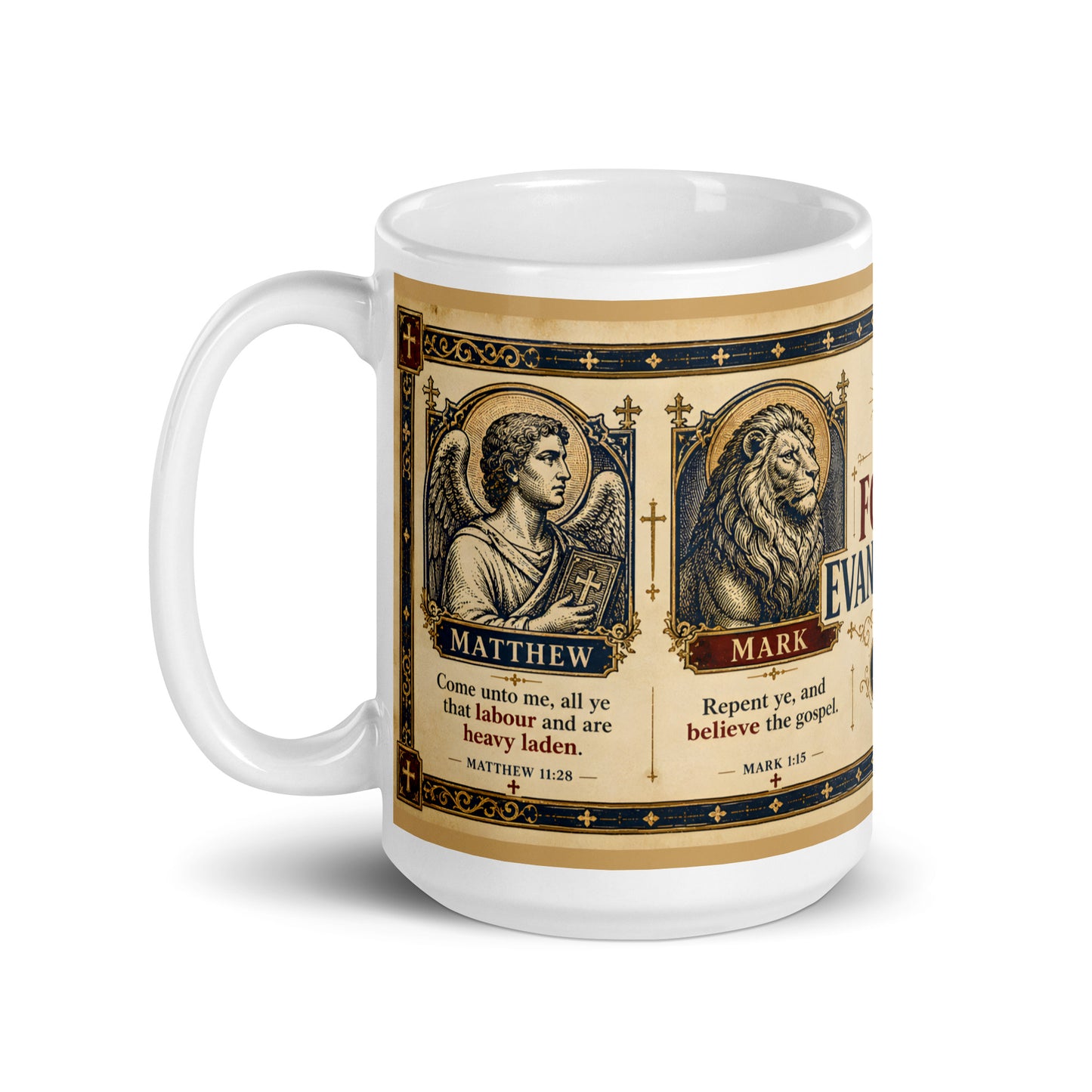 Four Evangelist mug — left side