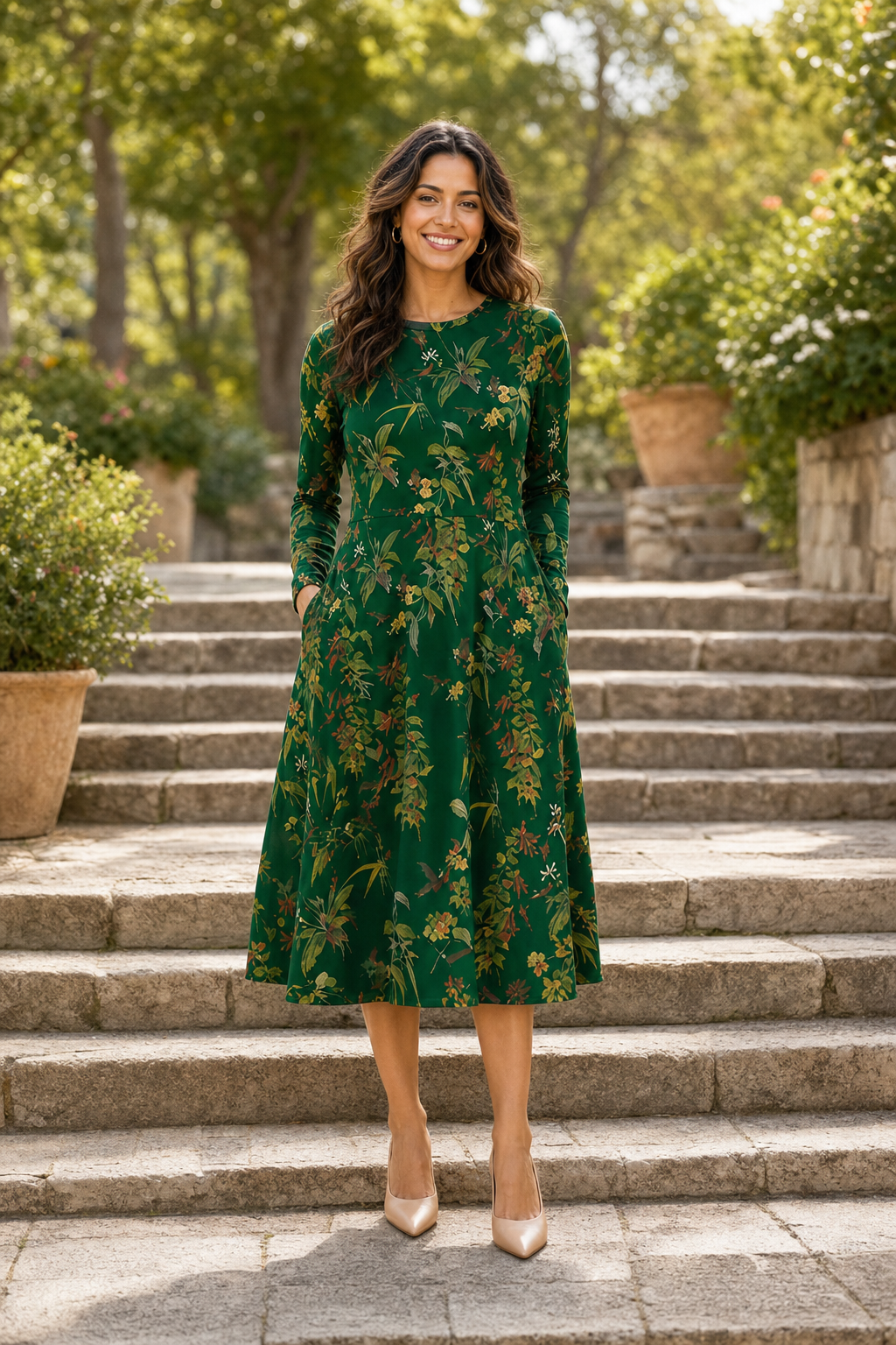 Women's Dresses — Hummingbird Midi Dress (front)
