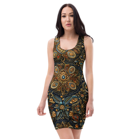 Bodycon Dress: Mosaic & Embroidery