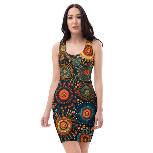 Bodycon Dress: Embroidery & Festive