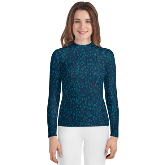 Teal Organic Diamonds Youth Rash Guard
