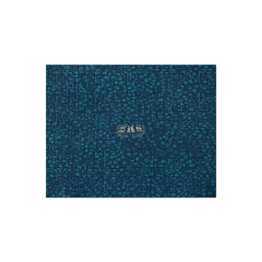 Teal Organic Diamonds Jigsaw Puzzle With Tin
