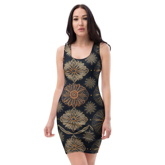 Bodycon Dress: Embroidery & Linen