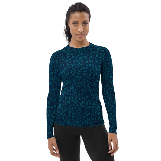 Teal Organic Diamonds Womens Rash Guard