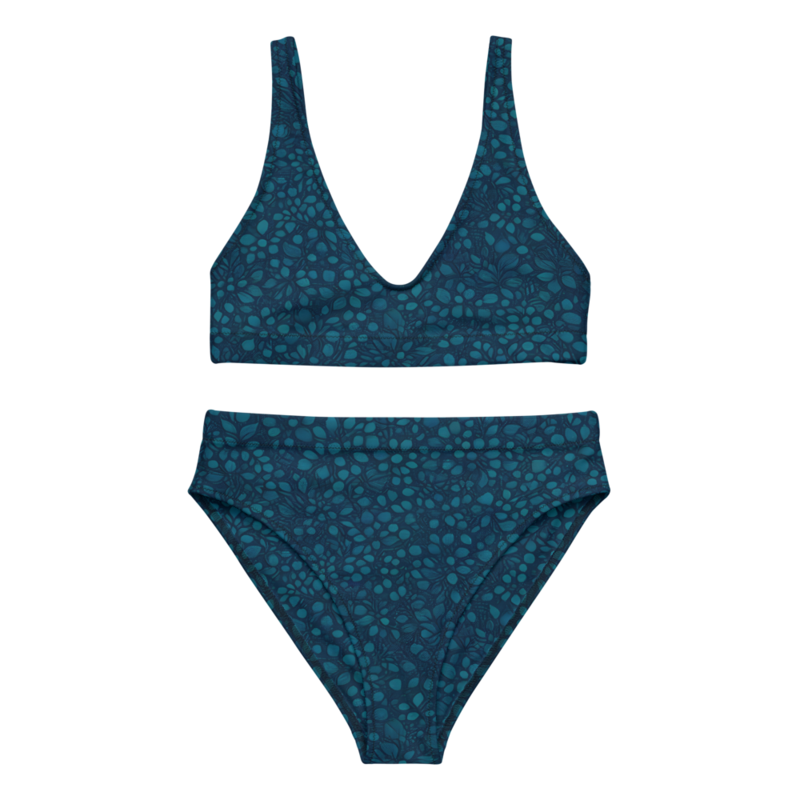 Teal Organic Diamonds High Waisted Bikini