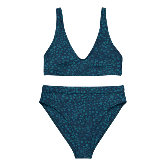 Teal Organic Diamonds High Waisted Bikini