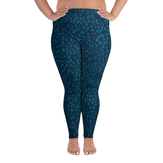 Teal Organic Diamonds Plus Sized Leggings