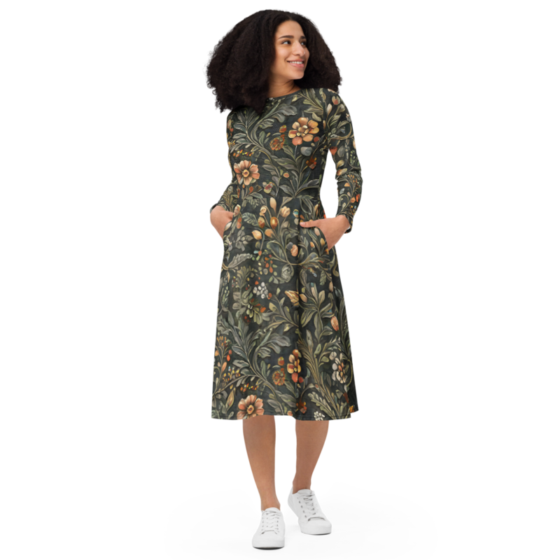 Midi Dress: Linen & Gardenlike