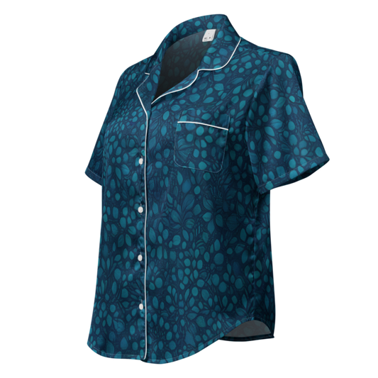 Teal Organic Diamonds Short Sleeve Pajama Top