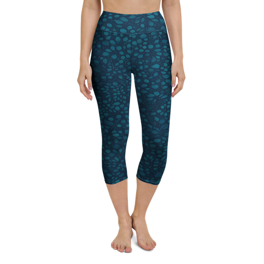 Teal Organic Diamonds Yoga Capri Leggings