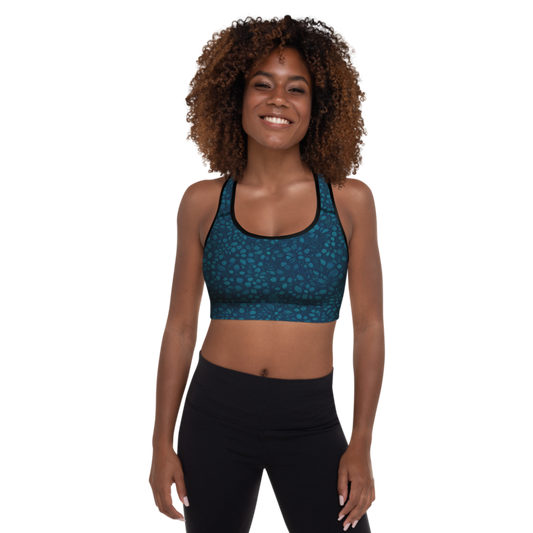Teal Organic Diamonds Padded Sports Bra