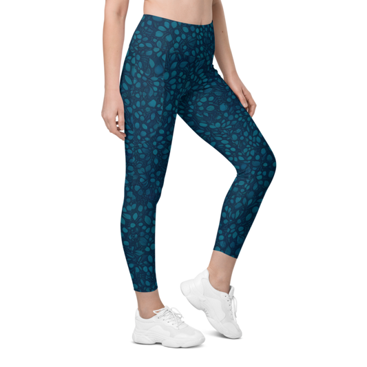 Teal Organic Diamonds Recycled Leggings Pockets