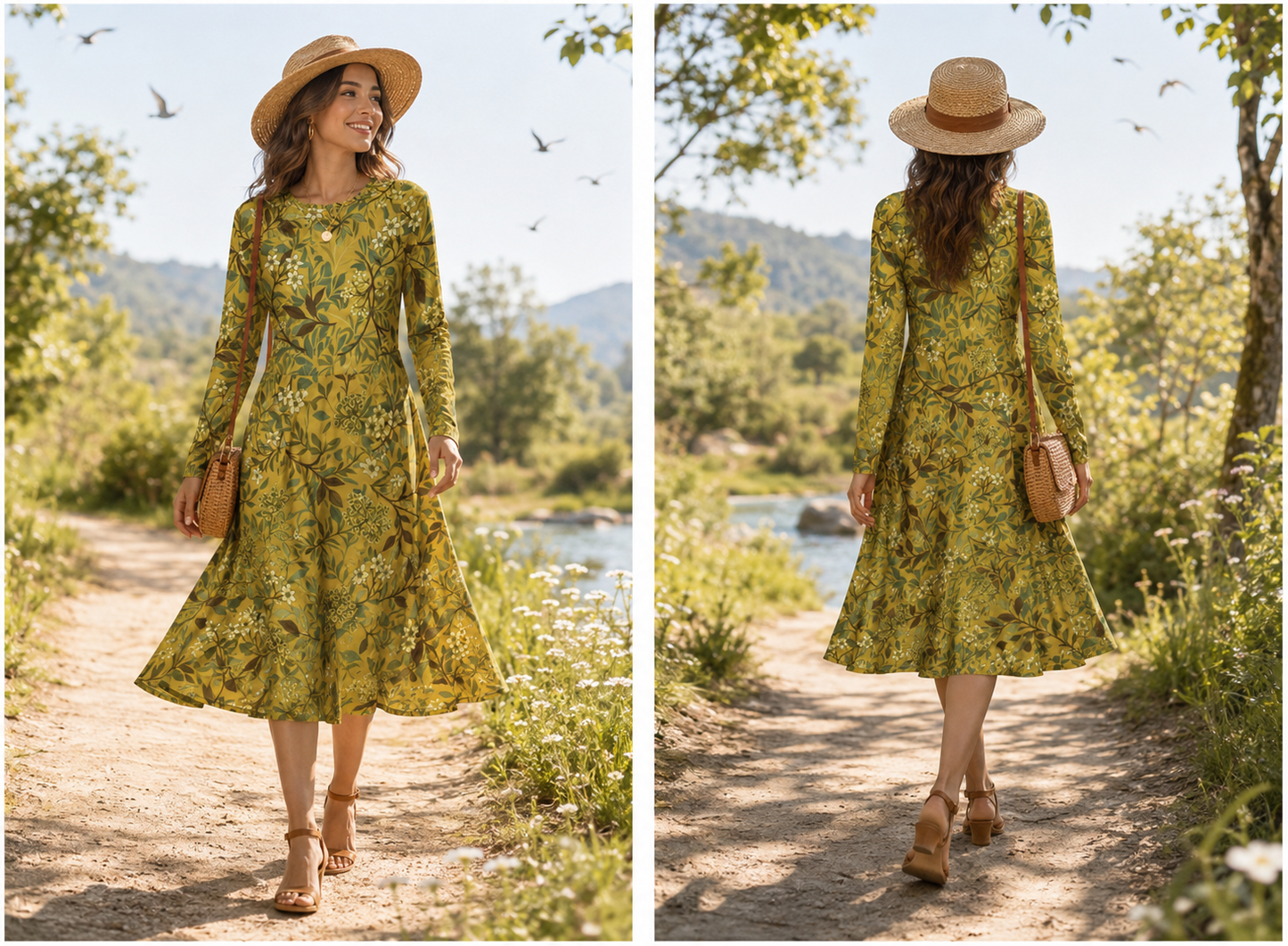 Long Sleeve Midi Dress with Pockets: Jasmine & Hawthorn