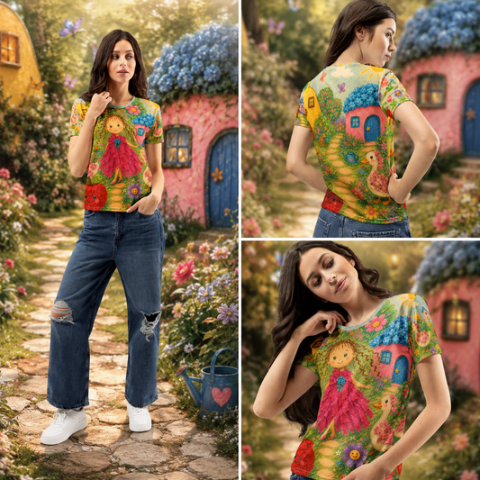 Margarita’s Garden Women’s All-Over Print Crew Neck T-Shirt