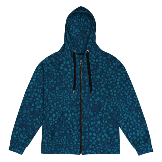 Teal Organic Diamonds Zip Hoodie