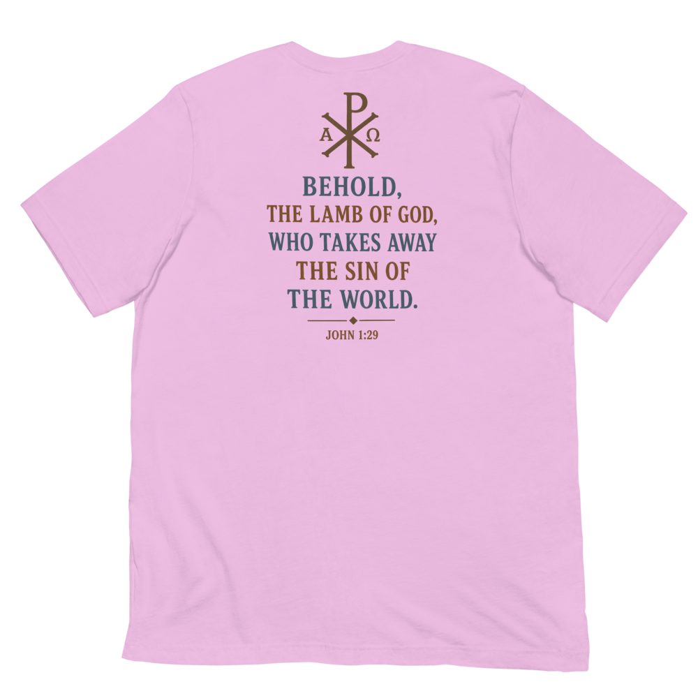 Agnus Dei Lamb of God Tee — back · Lilac