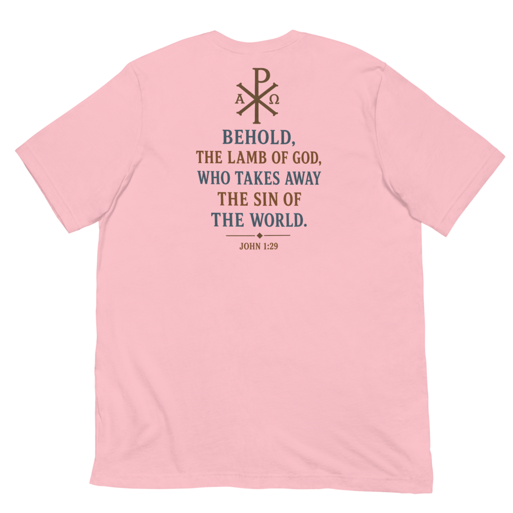 Agnus Dei Lamb of God Tee — back · Pink