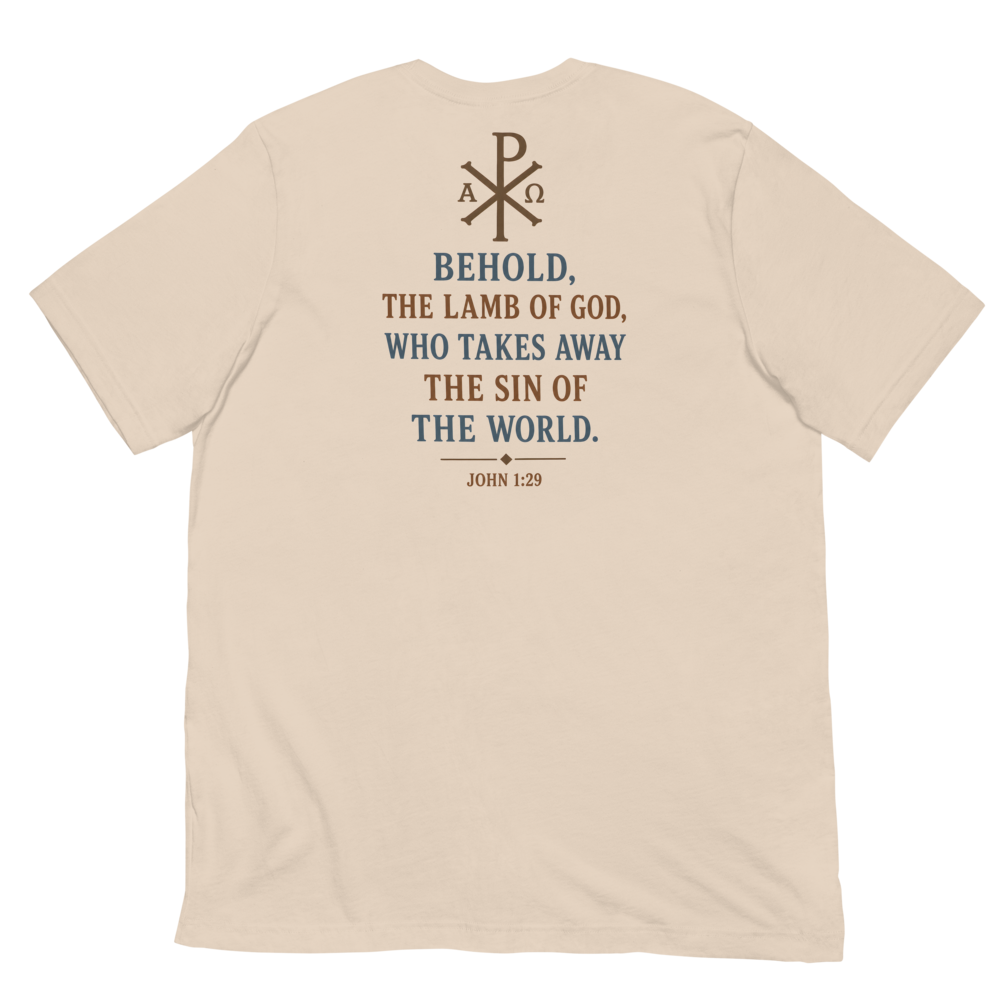 Agnus Dei Lamb of God Tee — back · Soft Cream