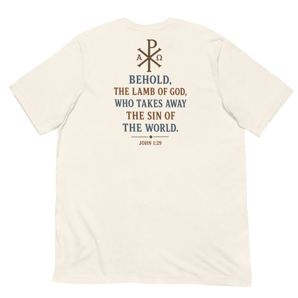 Agnus Dei Lamb of God Tee — back · Vintage White