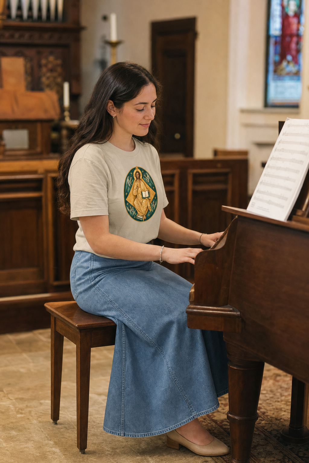 christ-in-majesty-tee lifestyle · Sand · bnr-card:womens-clothing · bnr-card:jesus · bnr-card:sacred-icons