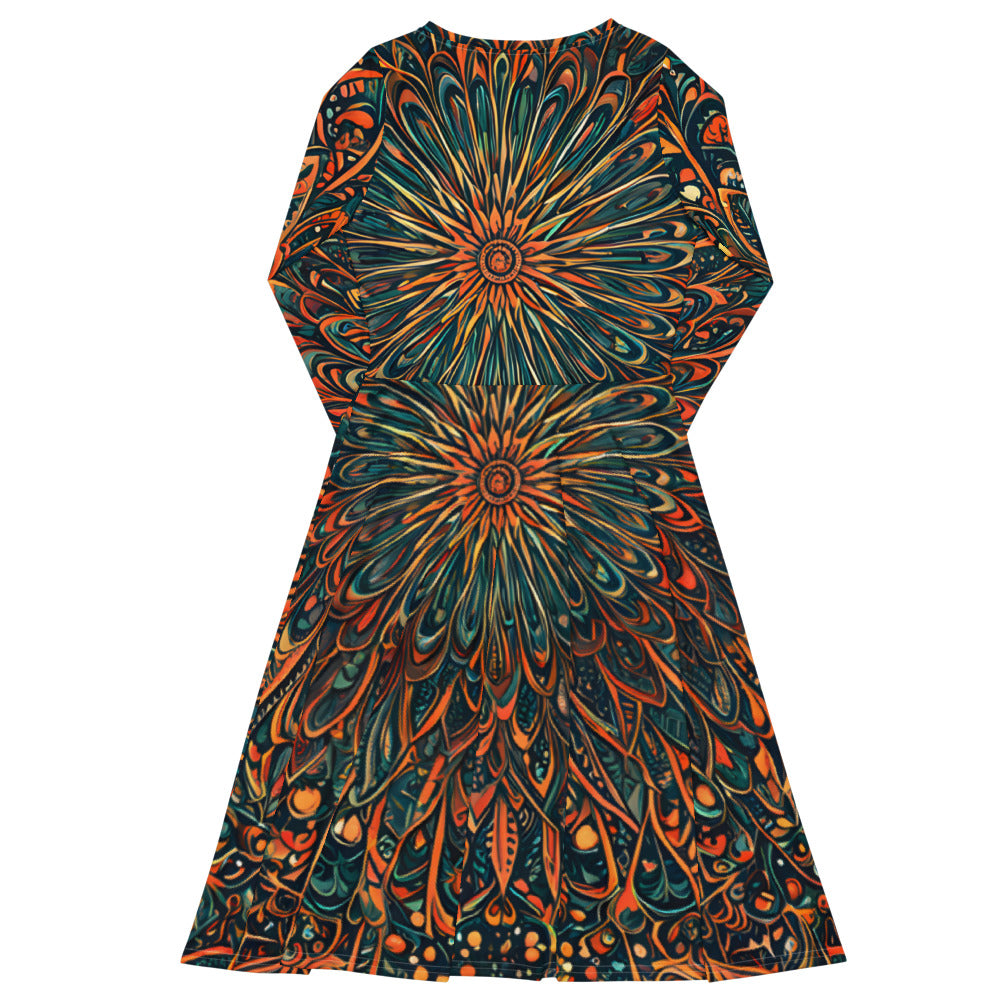 Long Sleeve Midi Dress with Pockets: Festive & Light